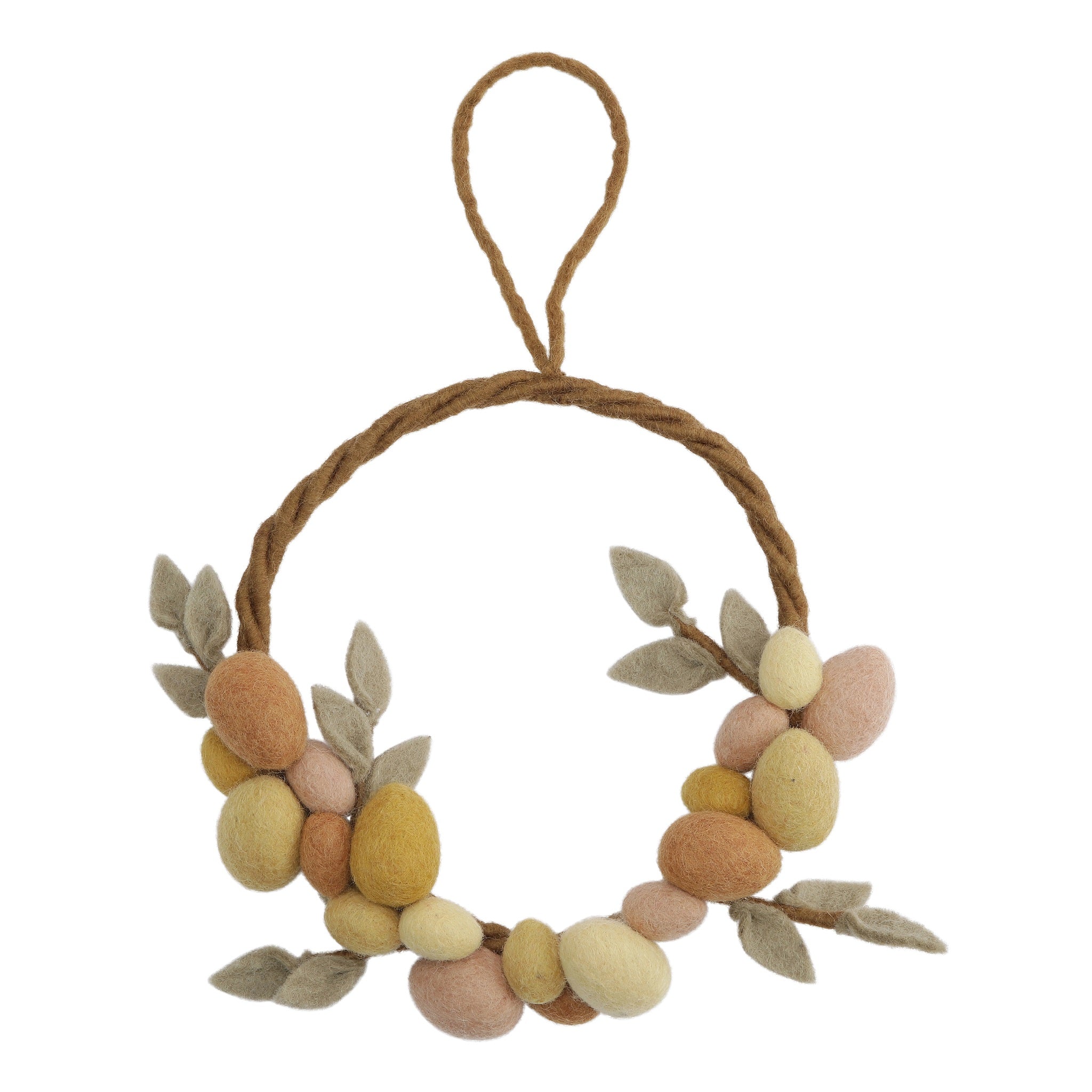 Felt Spring Wreath with Leaves & Eggs