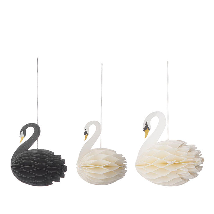 Honeycomb Swans Ornaments