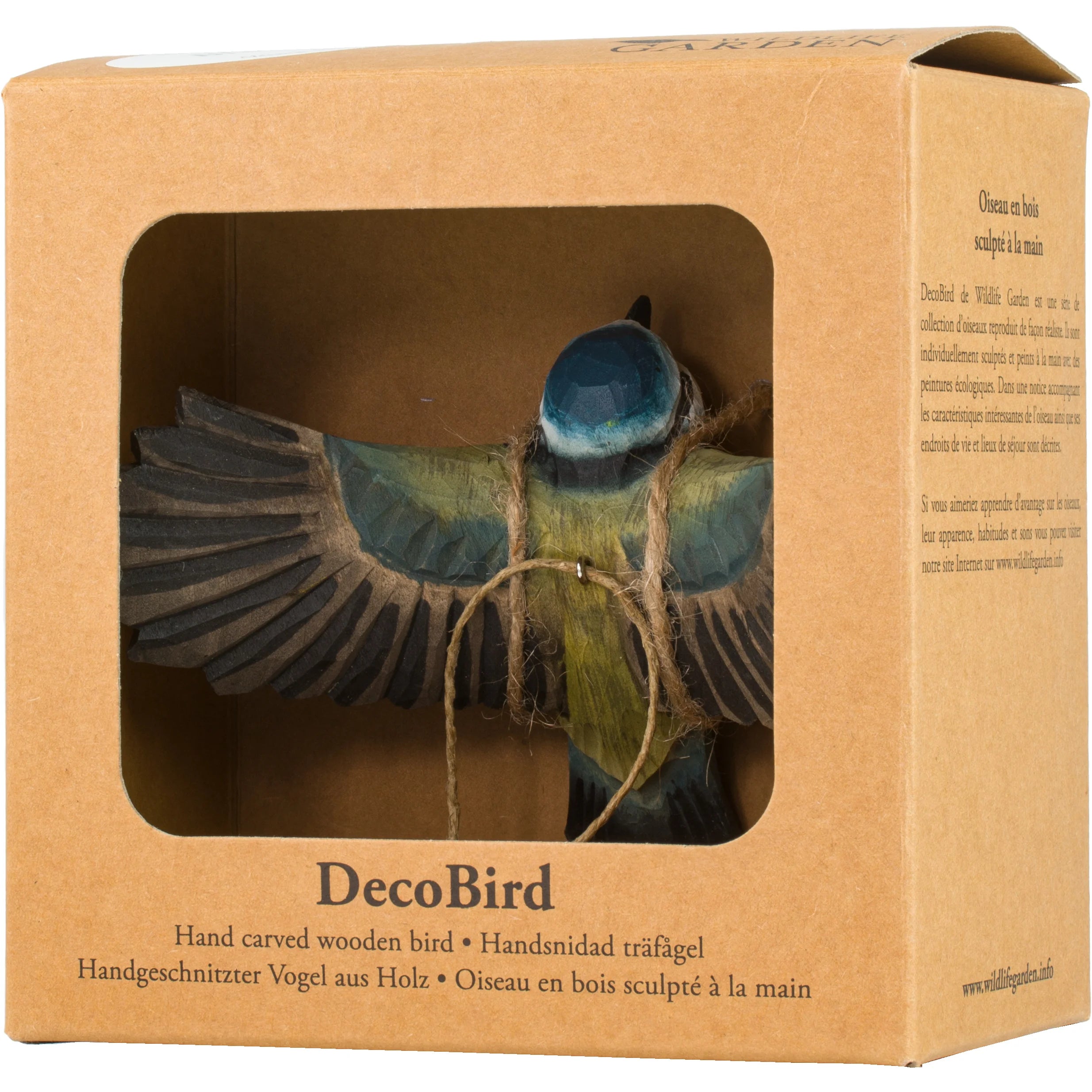 Carved Flying Blue Tit