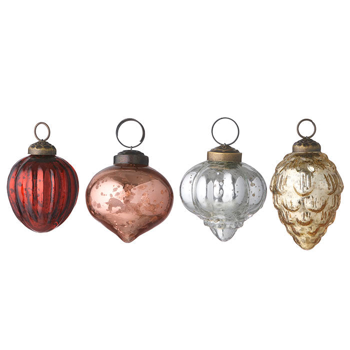 Gala Carnelian Glass Ornaments - set of 4
