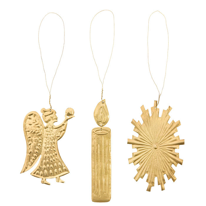 Luminous Brass Ornaments - set of 3