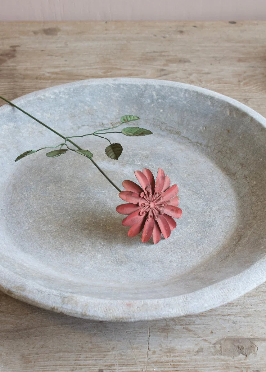 Dark Pink Zinnia Metal Flower