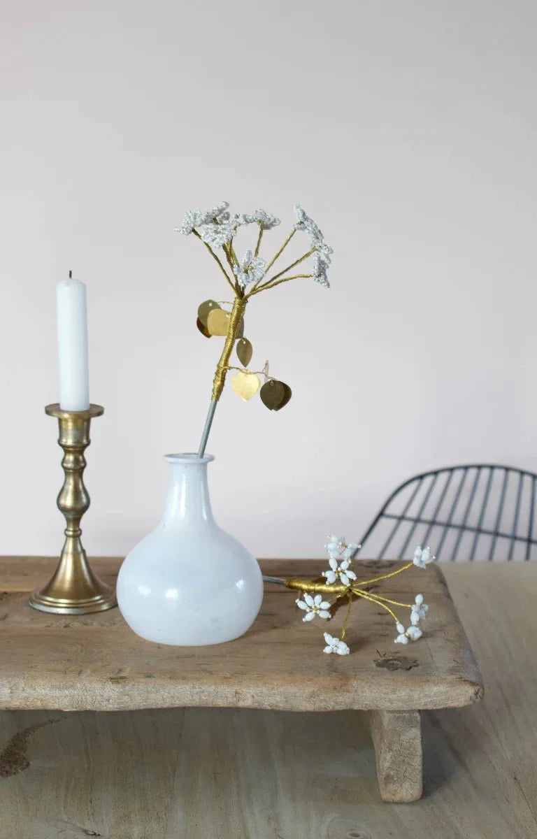 NORDIC.CHRISTMAS - White beads brass flower