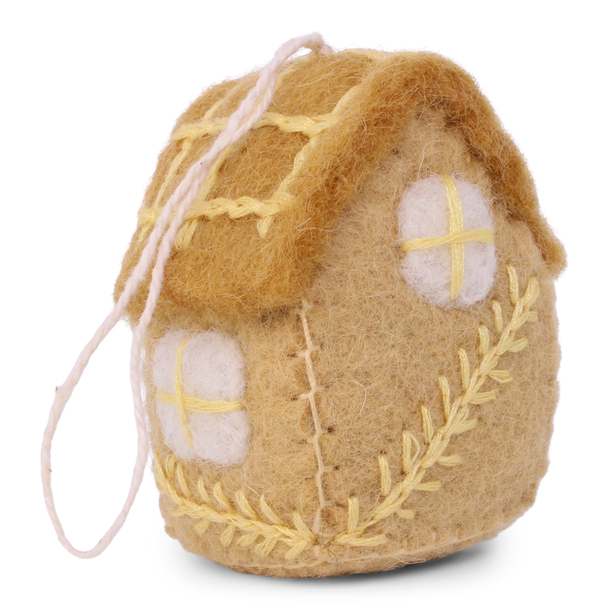 Felt ochre Spring house embroidered ornament