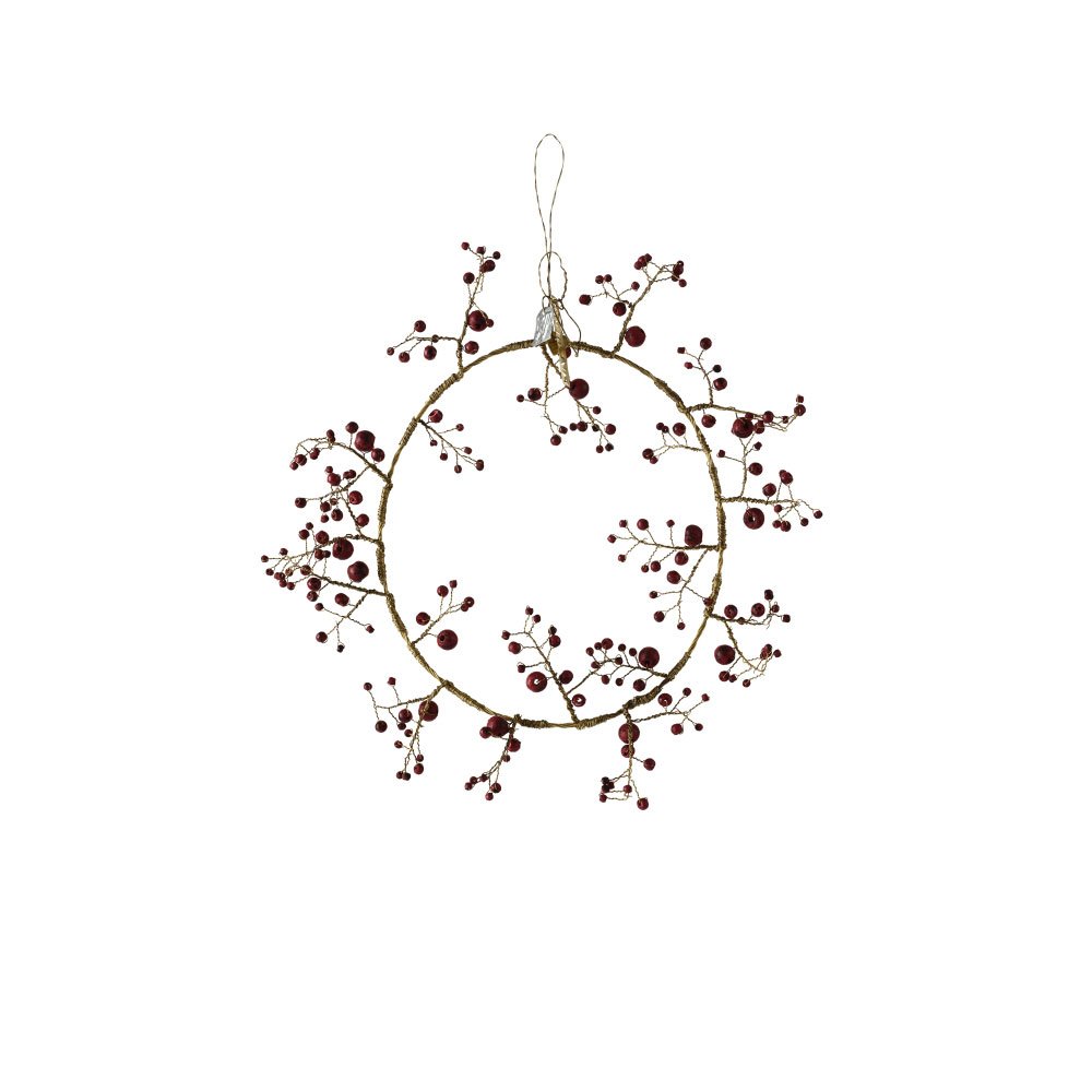 NORDIC.CHRISTMAS - Red berry brass wreath