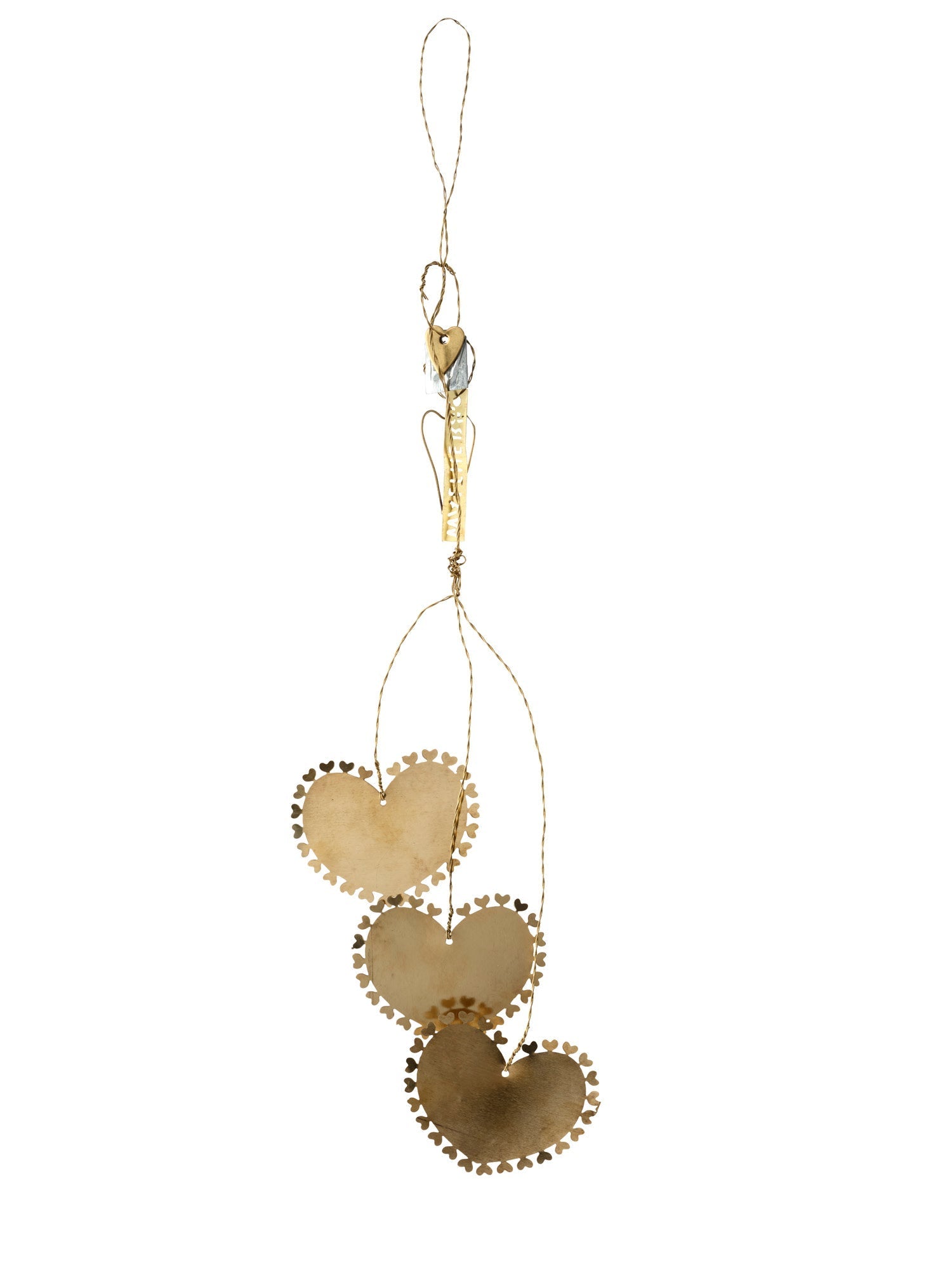 NORDIC.CHRISTMAS - Walther&co 3 brass heart ornaments