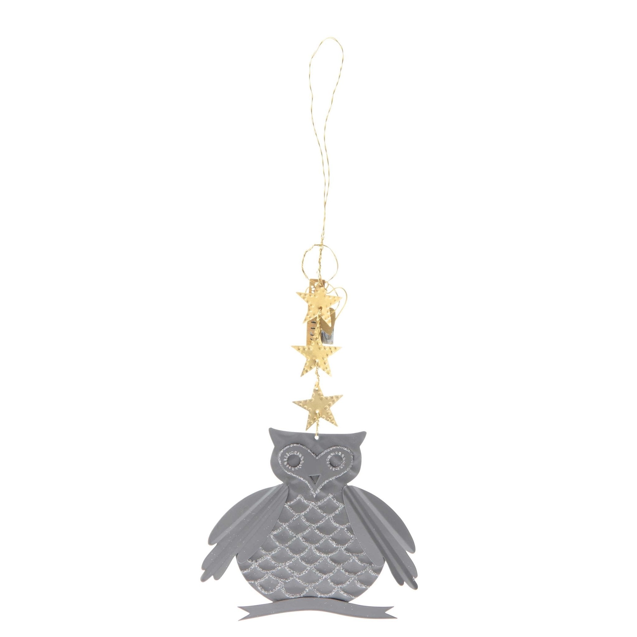 NORDIC.CHRISTMAS - Walther&co zing grey owl with silver glitter