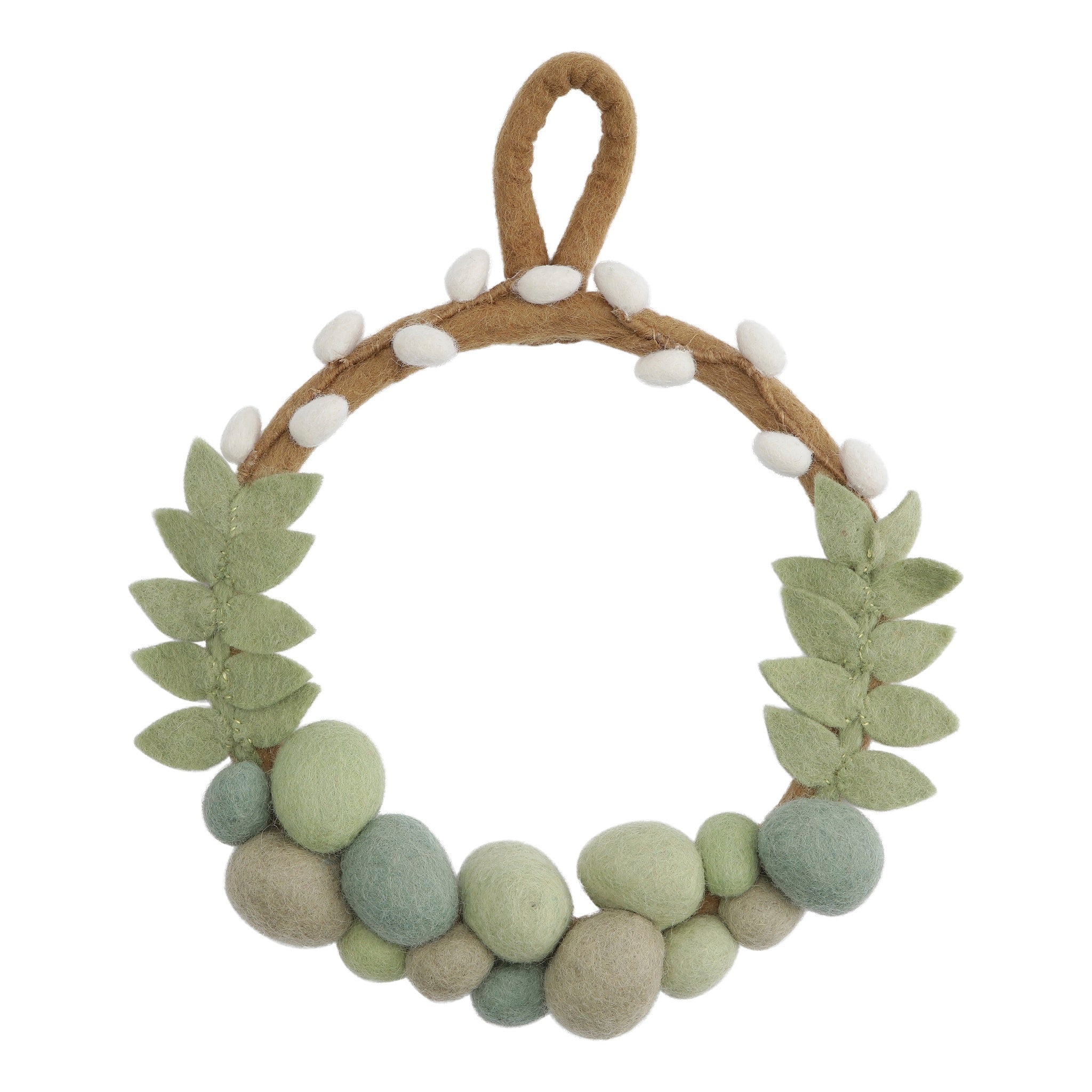 Felt Spring Wreath with Leaves & Eggs