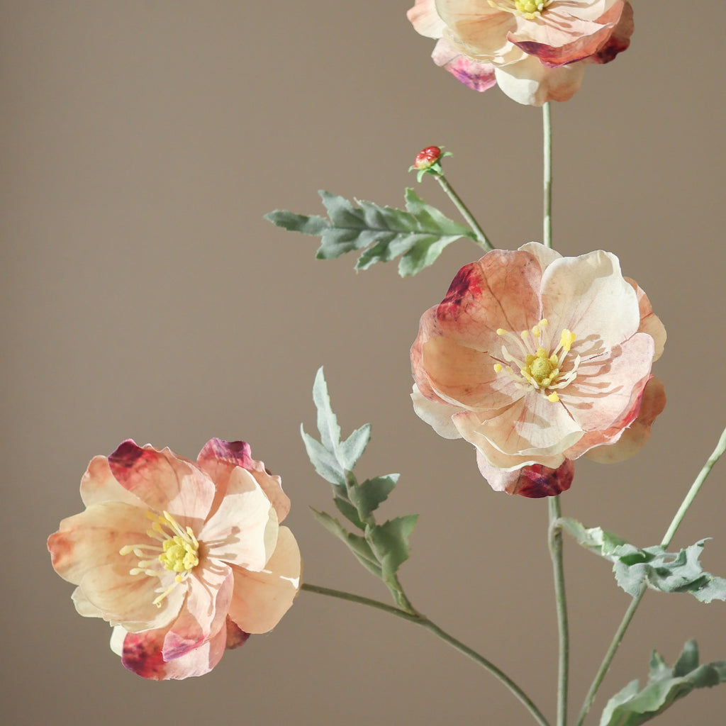 Rose Four Heads Poppy Flower Stem