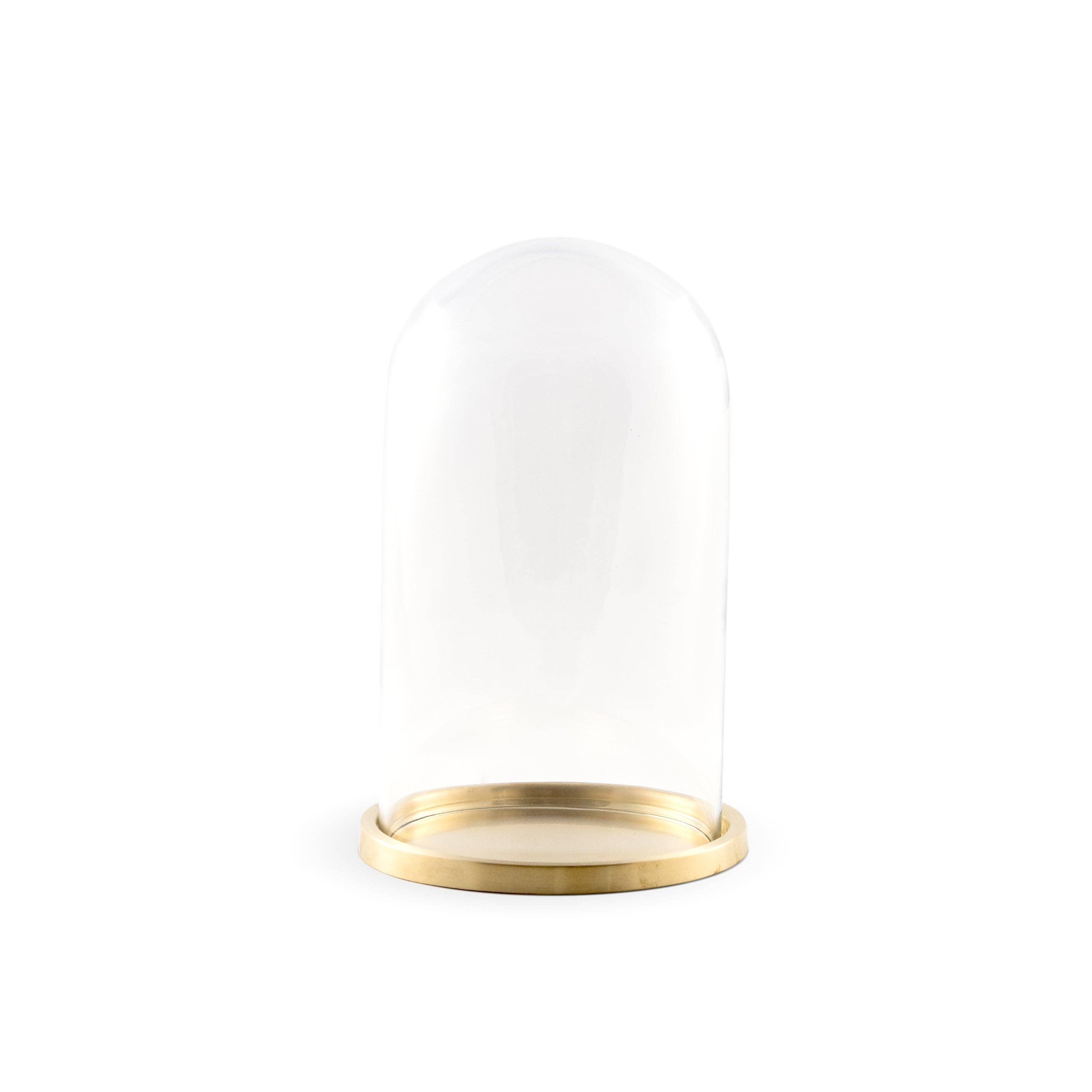 Glass dome with brass tray