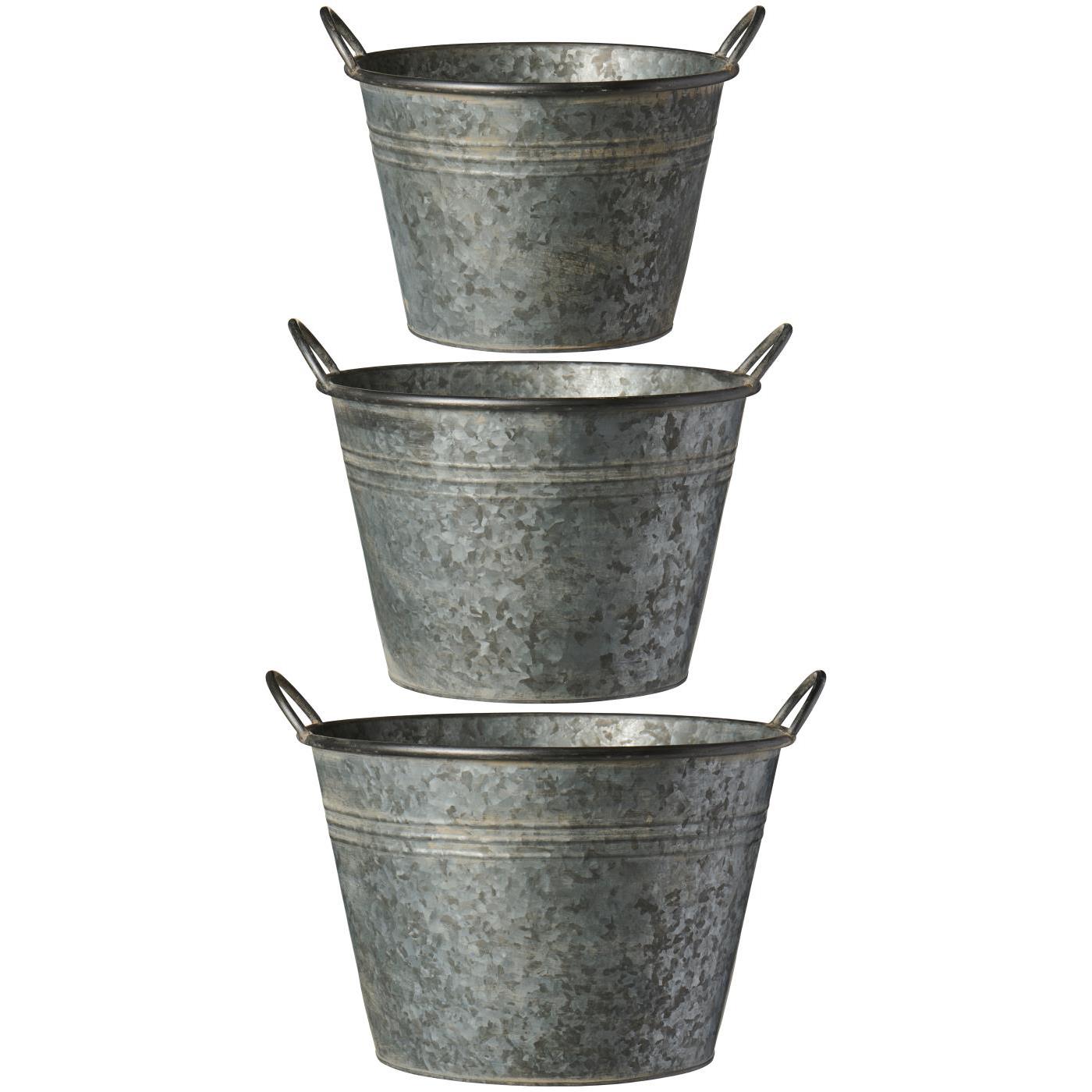 Zinc Metal Flower Pots with Handle
