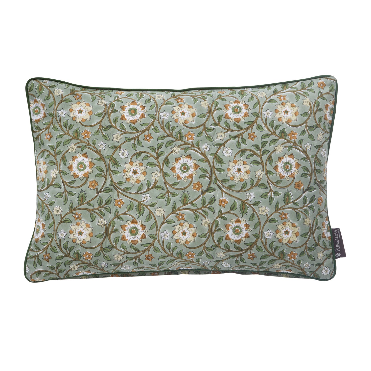Decorative pillow with floral pattern on a white background