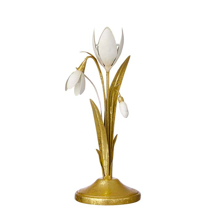 Golden Candle Holder Snowdrops