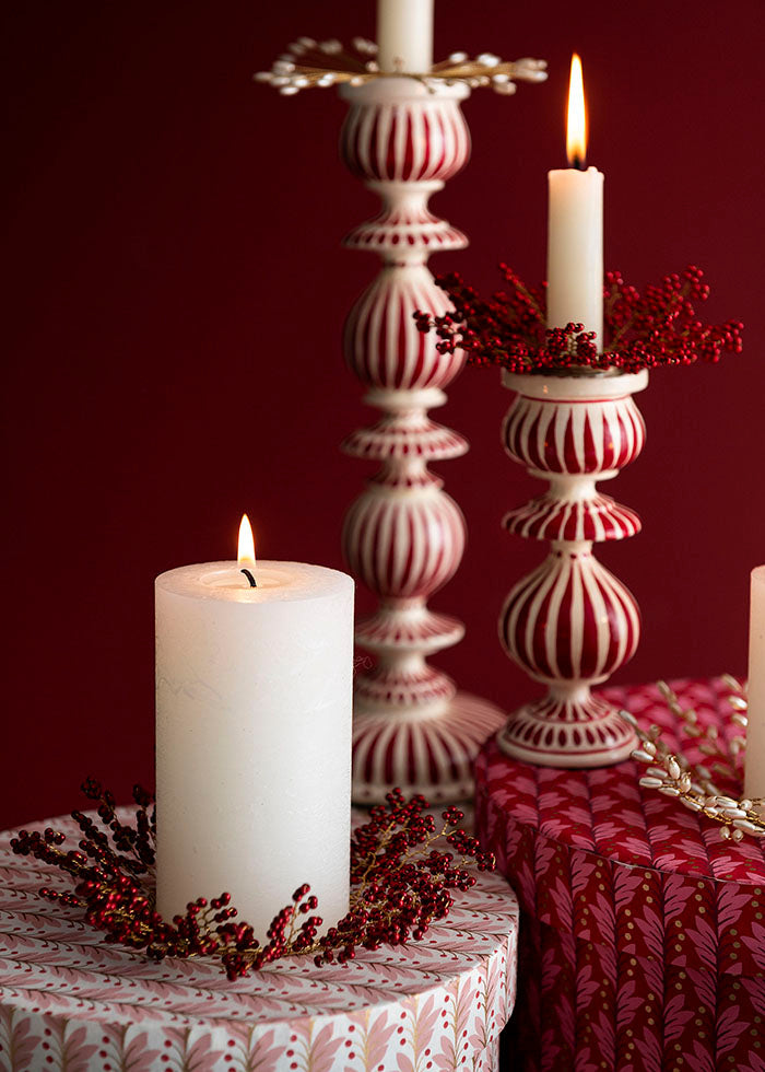 Ruby Beaded Candle Rings for Taper and Pillar candles