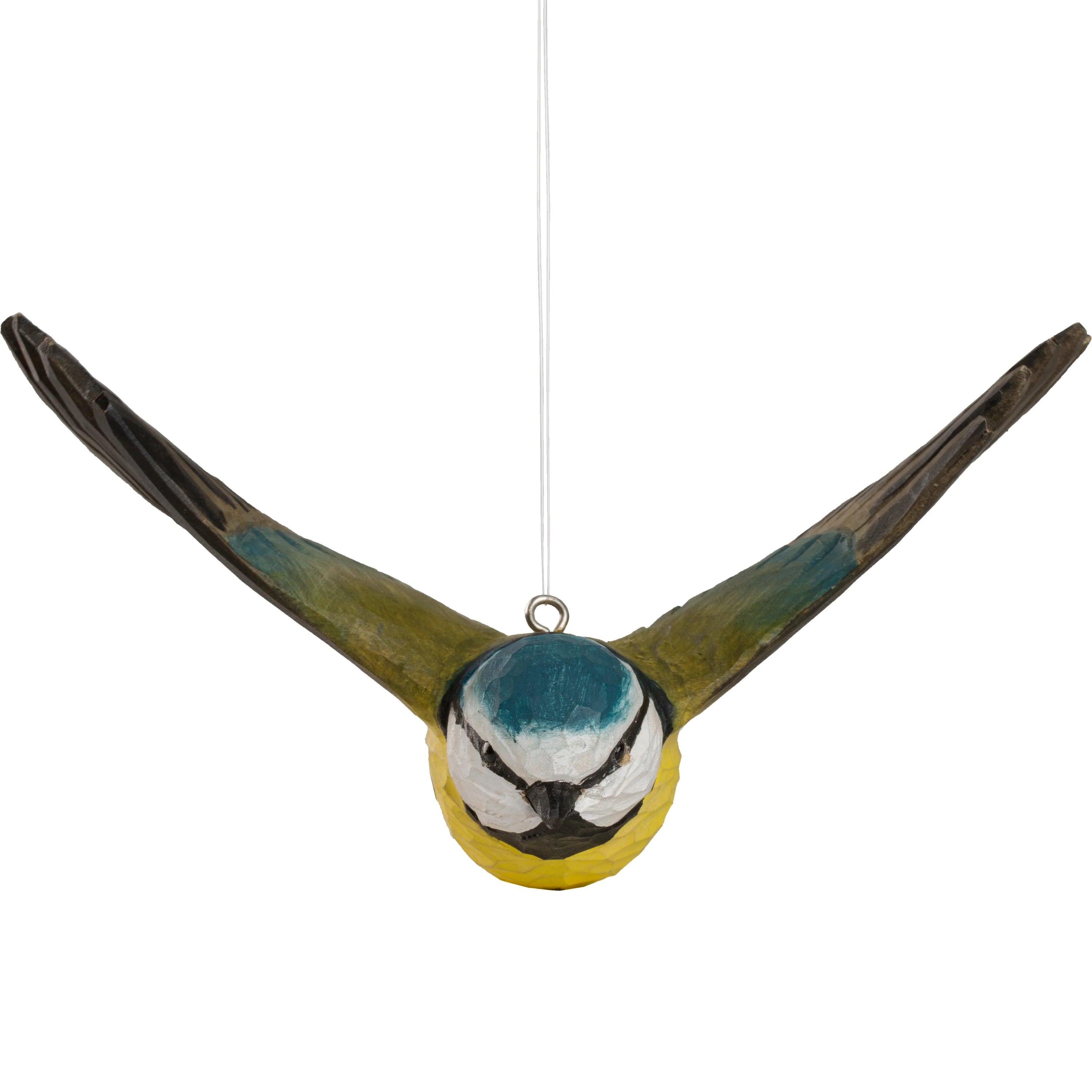 Carved Flying Blue Tit