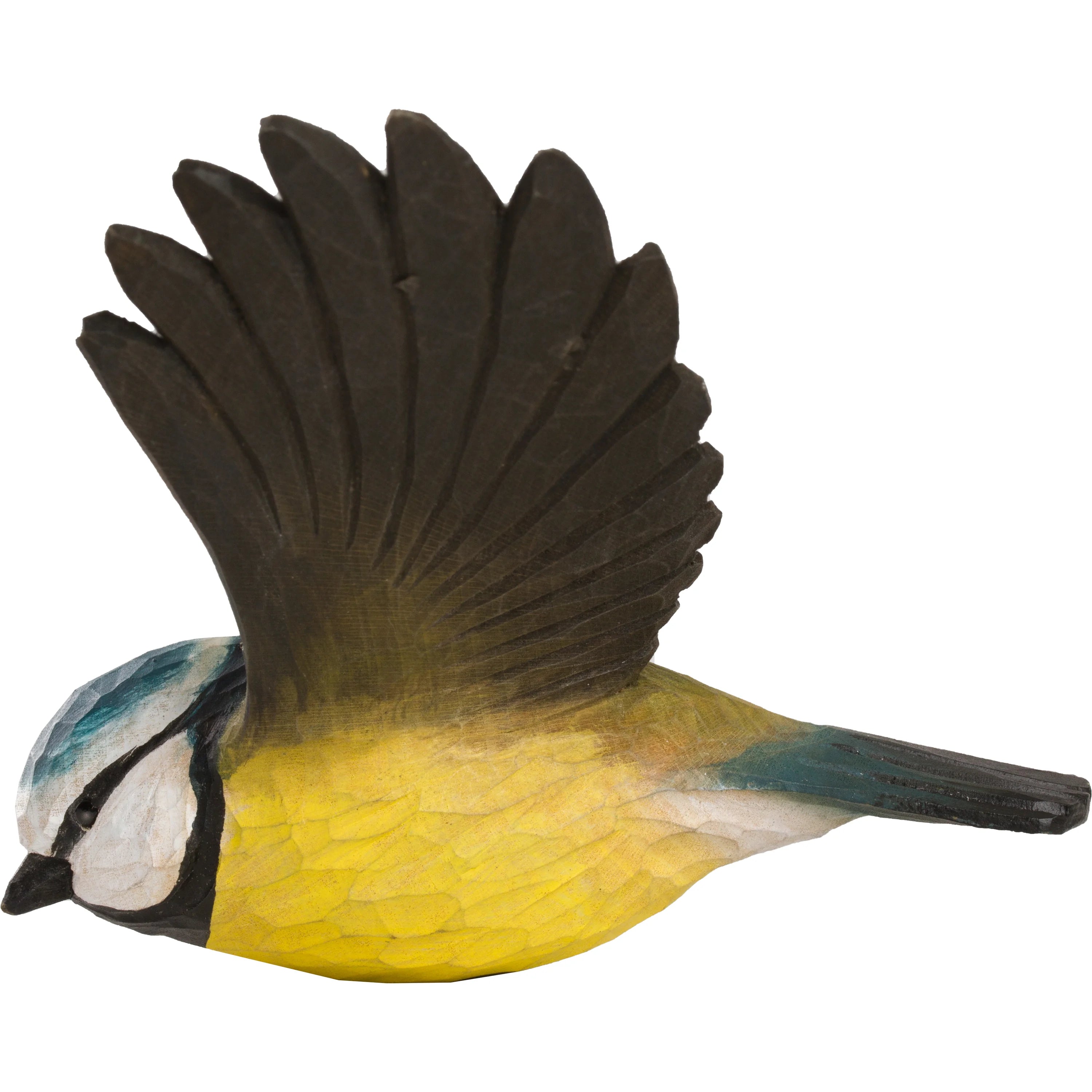 Carved Flying Blue Tit