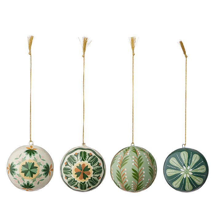 Papier Mâché Baubles Gaya Hunter - Set of 4