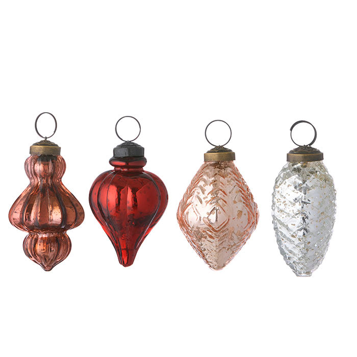 Gala Carmine Glass Ornaments - set of 4