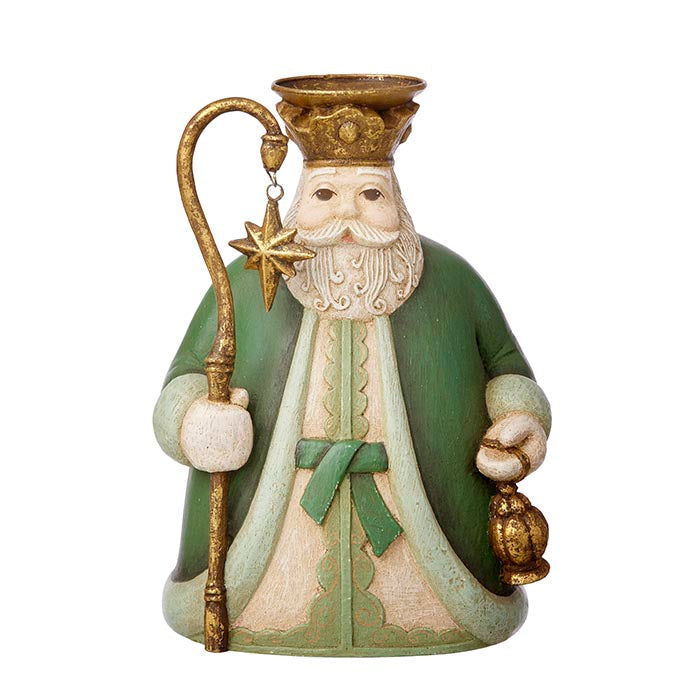 Santa Green Candle Holder