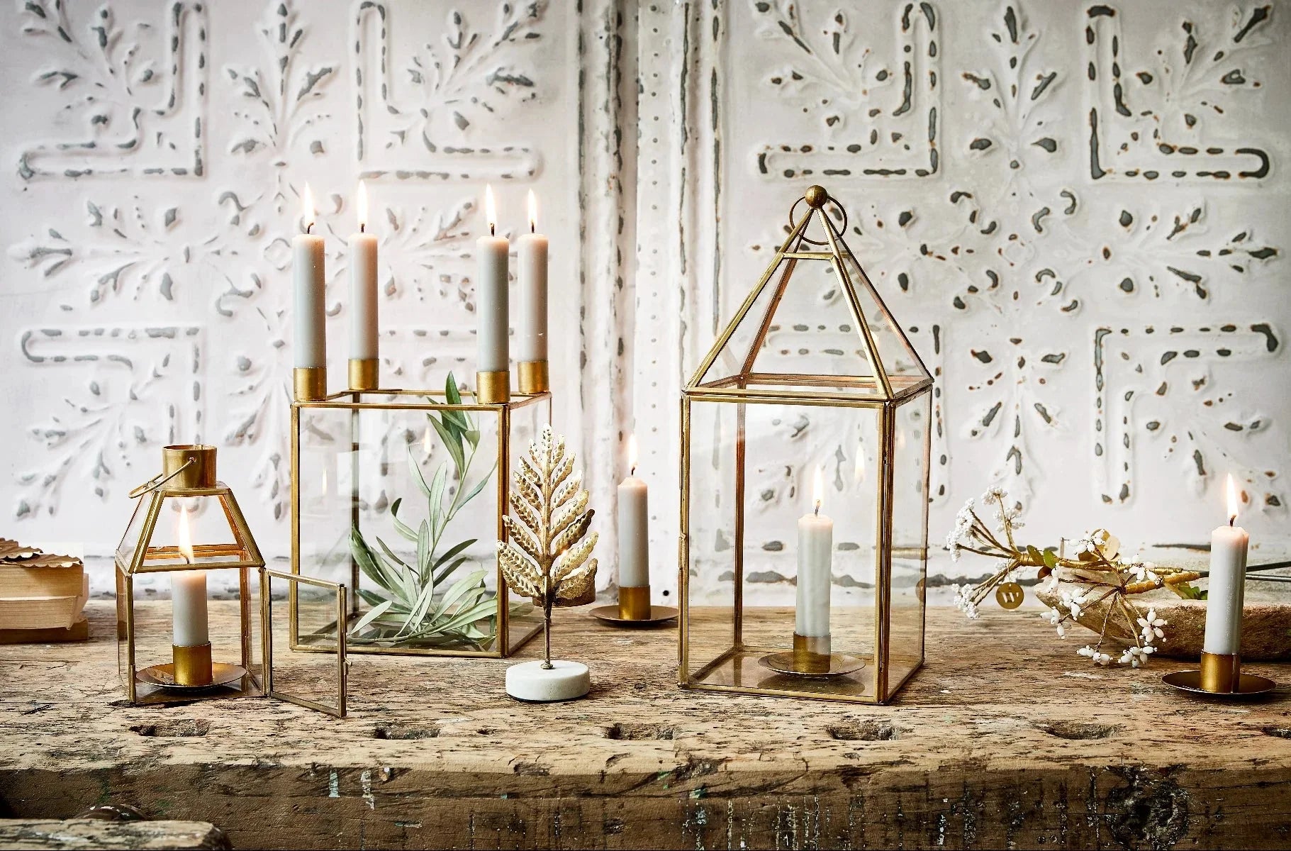 NORDIC.CHRISTMAS - Brass fern tealight holder