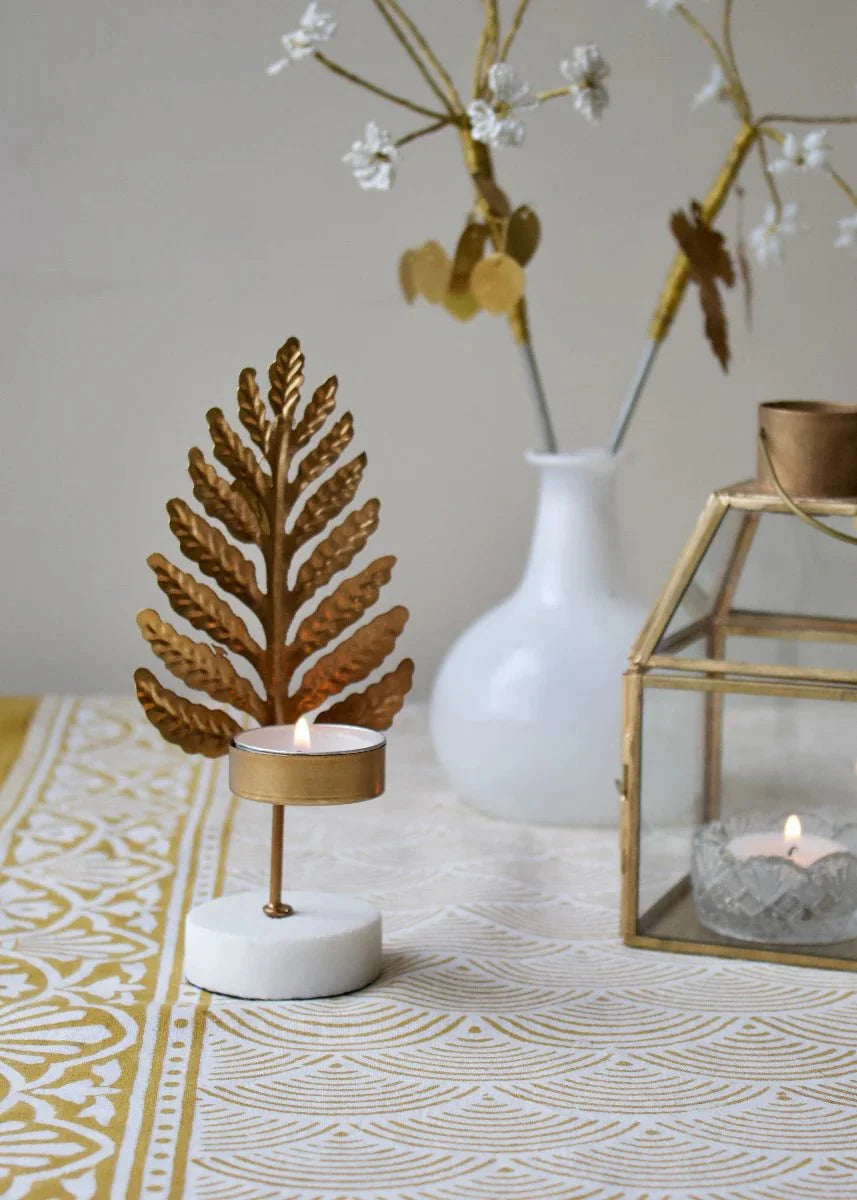 NORDIC.CHRISTMAS - Brass fern tealight holder