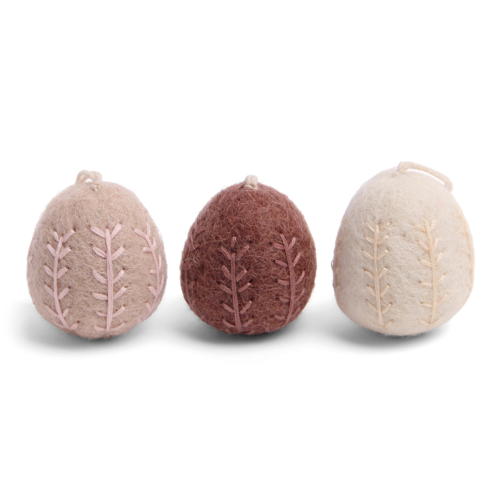 NORDIC.CHRISTMAS - Felt eggs with with embroidered garland ornaments - set of 3