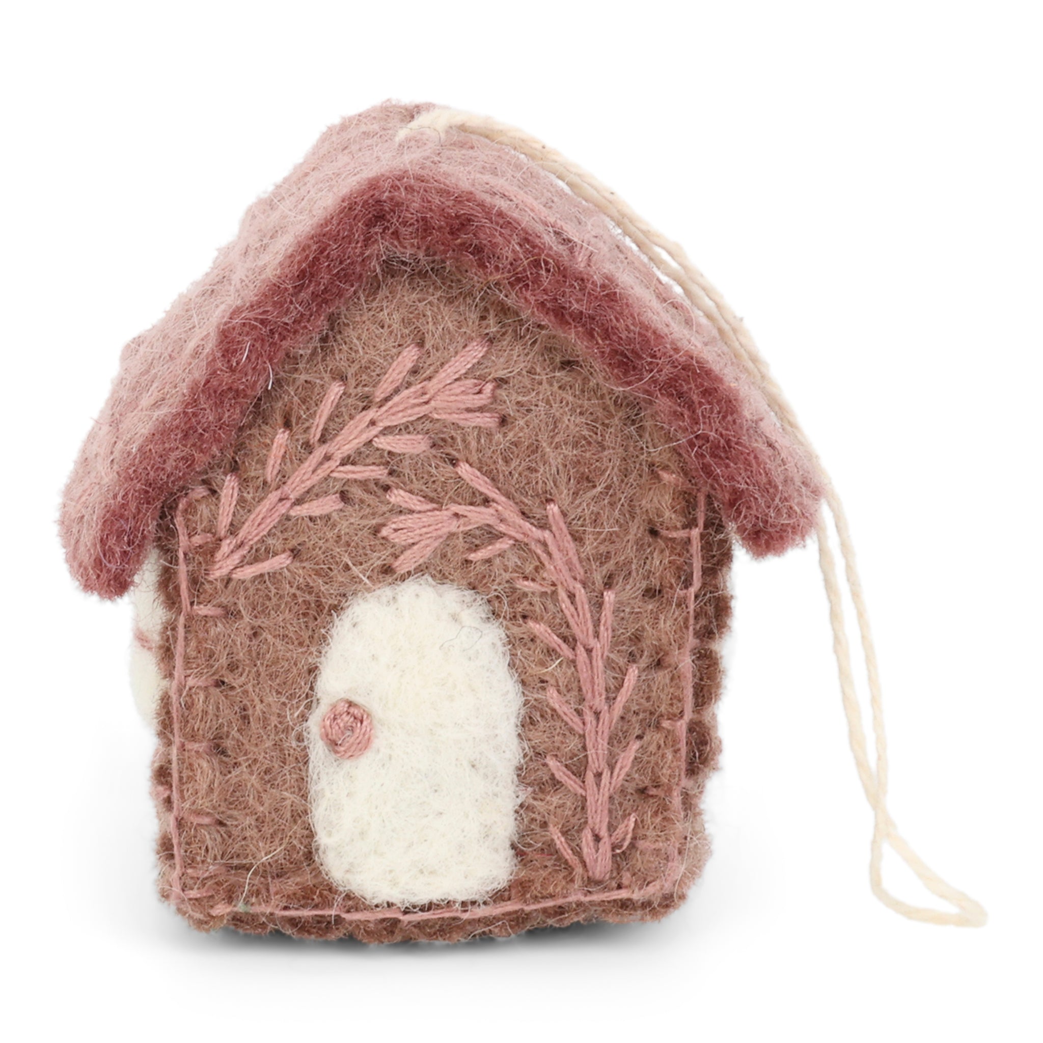NORDIC.CHRISTMAS - Felt plum Spring house embroidered ornament