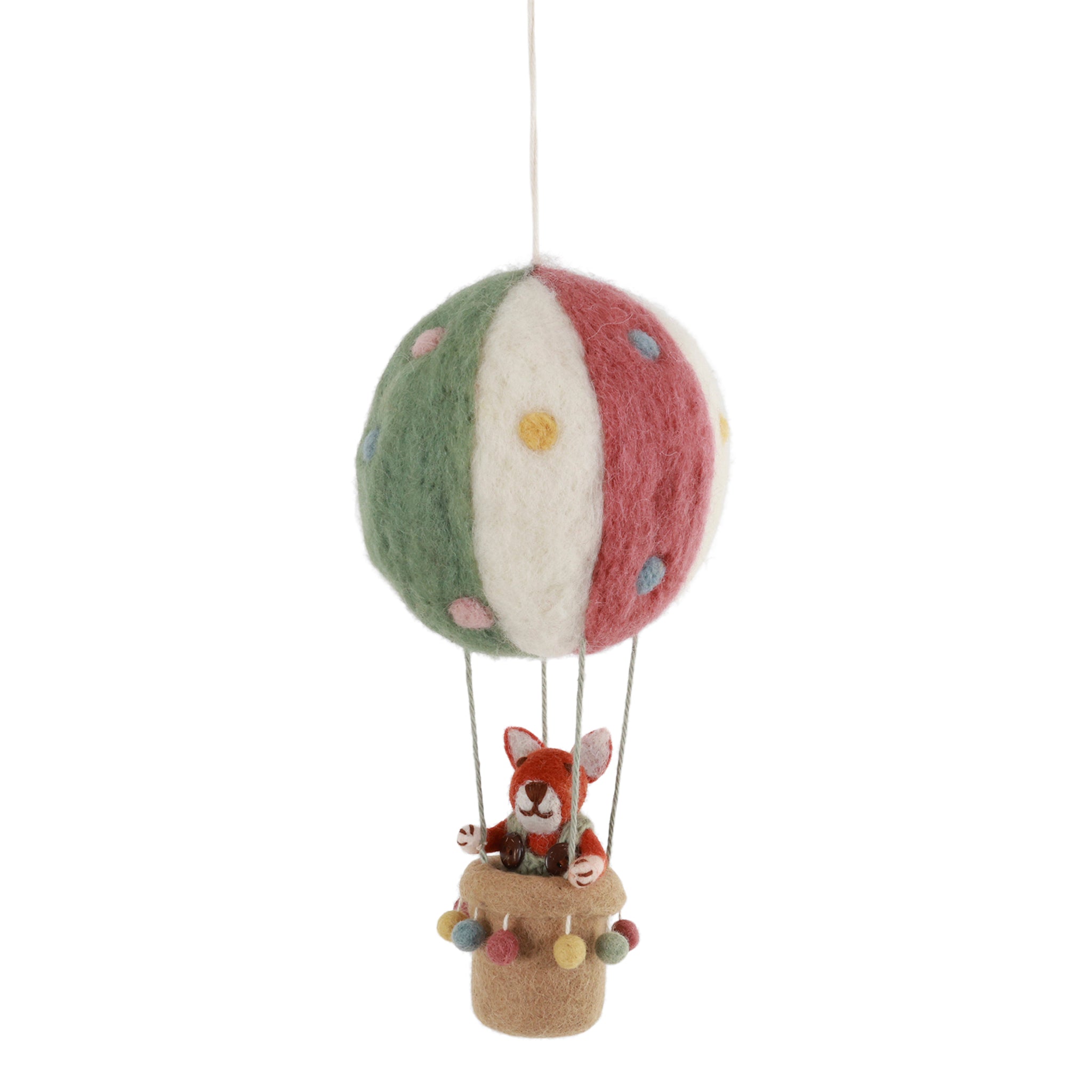 NORDIC.CHRISTMAS - Felt fox in hot air balloon hanging deco
