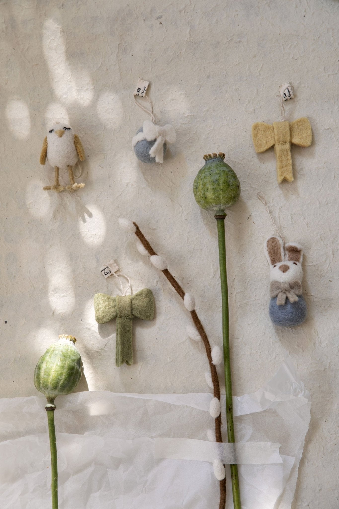 NORDIC.CHRISTMAS - Felt long white willow branch