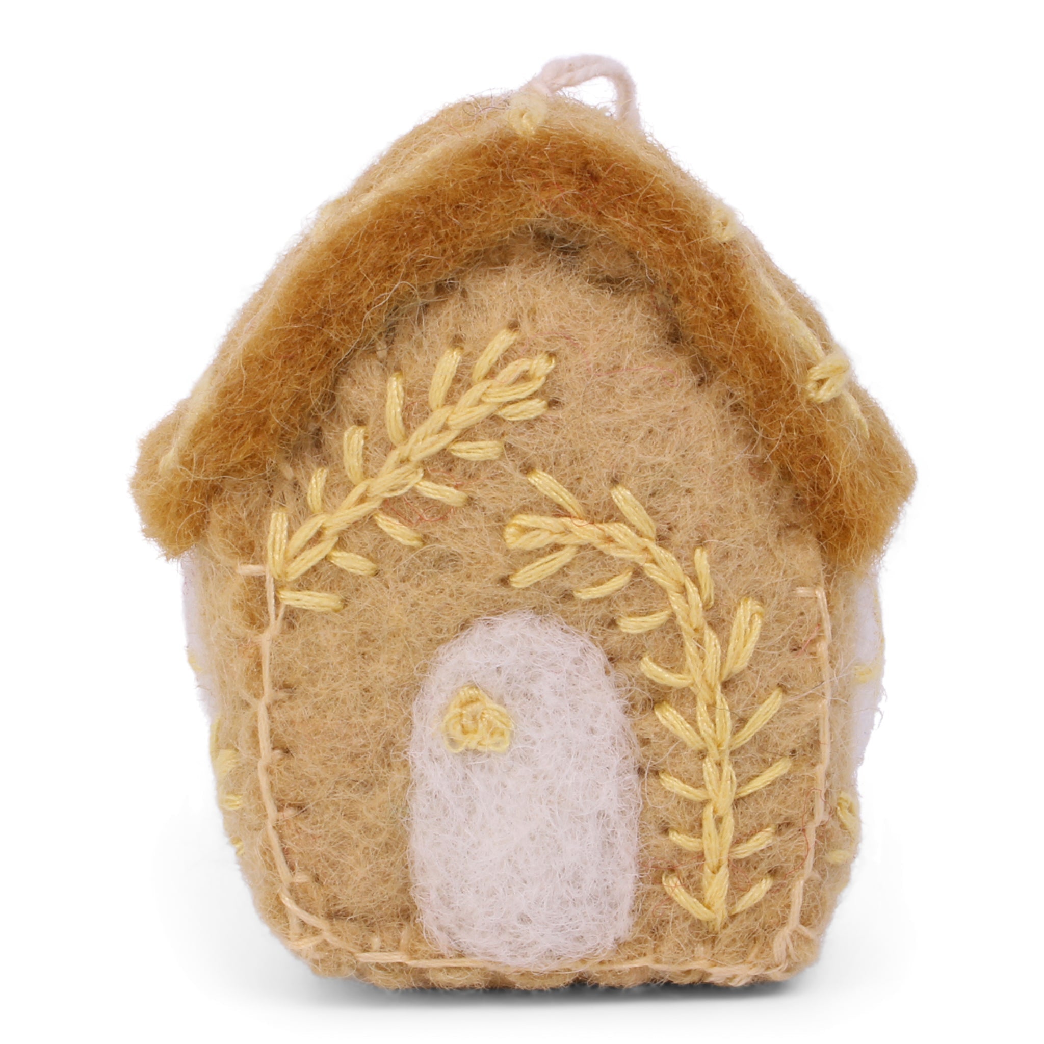 Felt ochre Spring house embroidered ornament