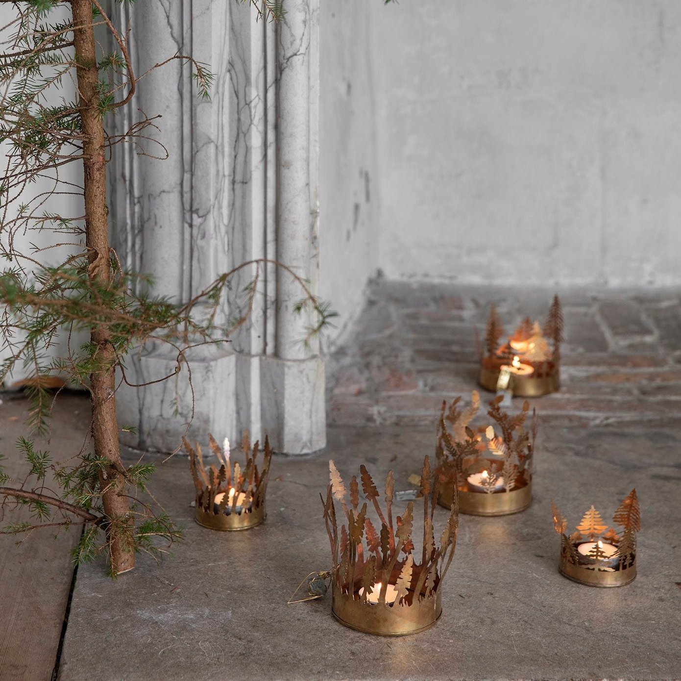 NORDIC.CHRISTMAS - Pearl hyacinth brass hurricane