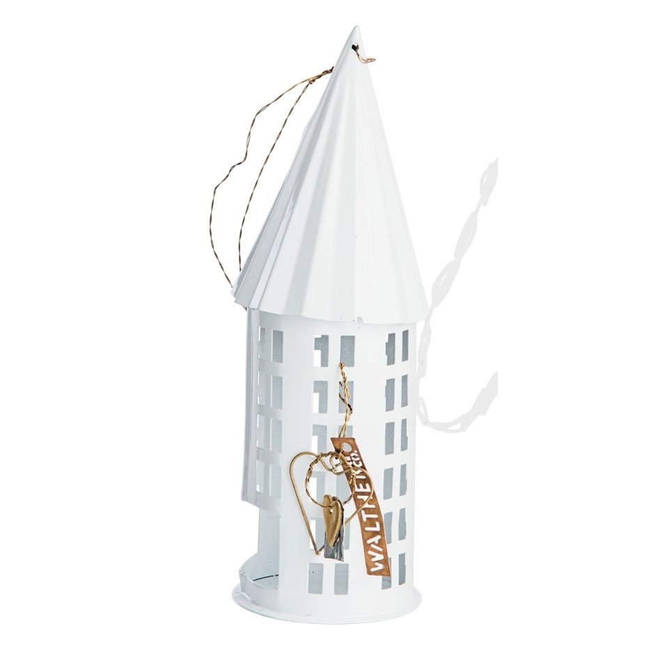 NORDIC.CHRISTMAS - Round white metal house decoration