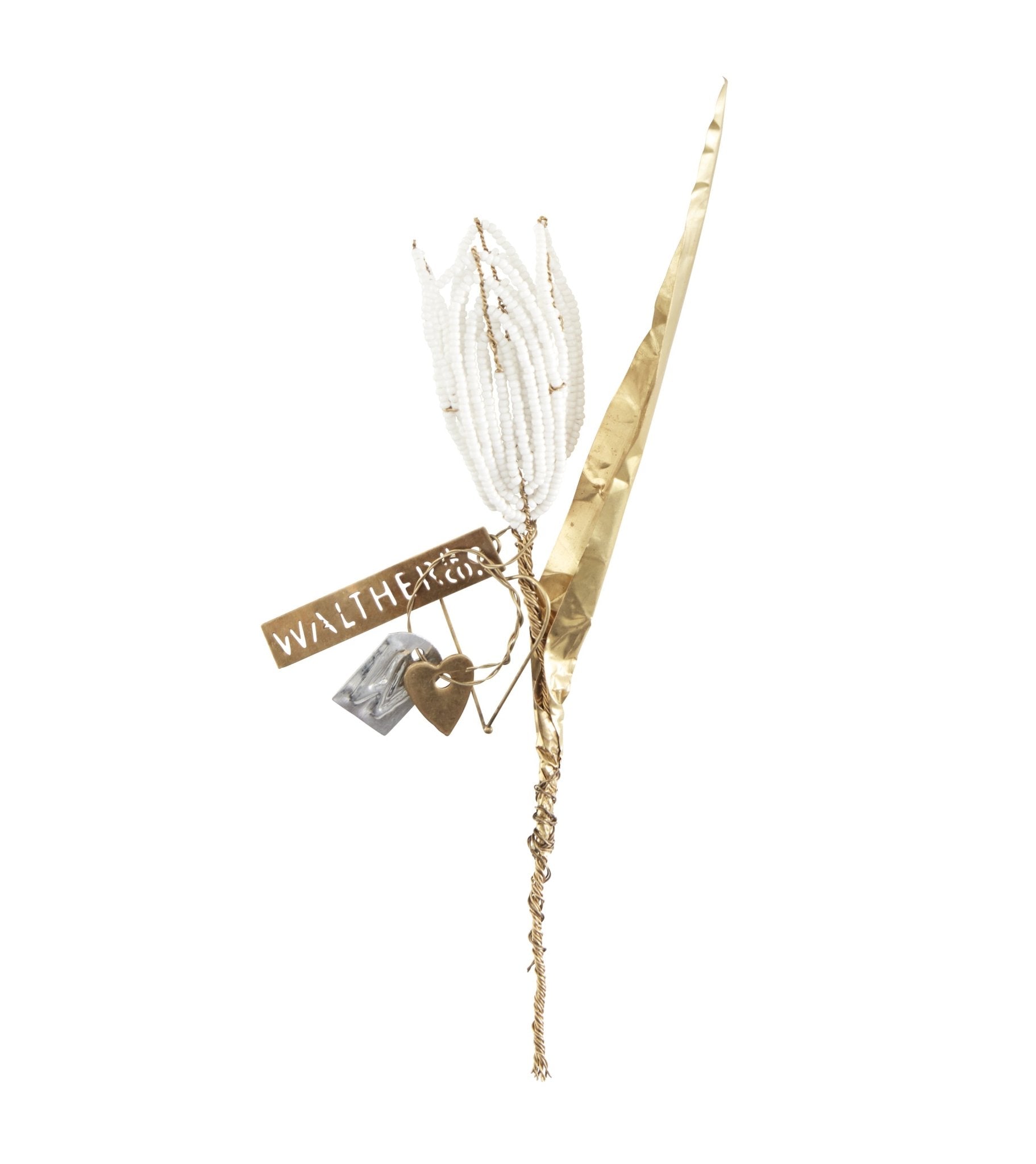 NORDIC.CHRISTMAS - Brass white tulip beaded flower