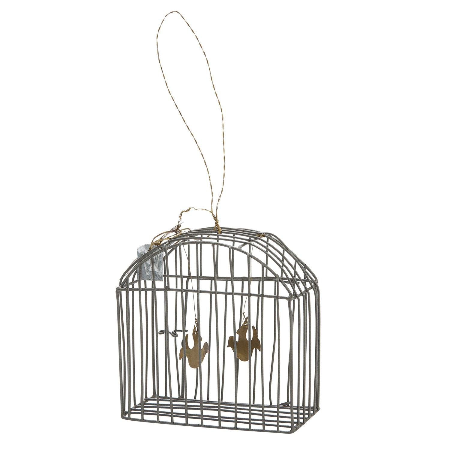 NORDIC.CHRISTMAS - Walther&co zinc bird cage with brass birds ornament